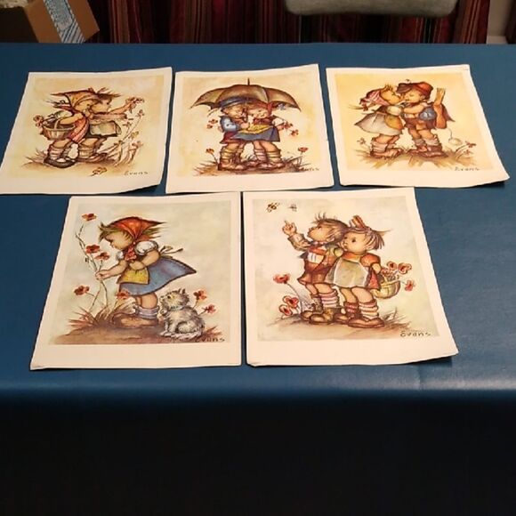 Charming Vintage Hummel Art Prints Set (5) Evans Stapco Litho in USA - Picture 1 of 10